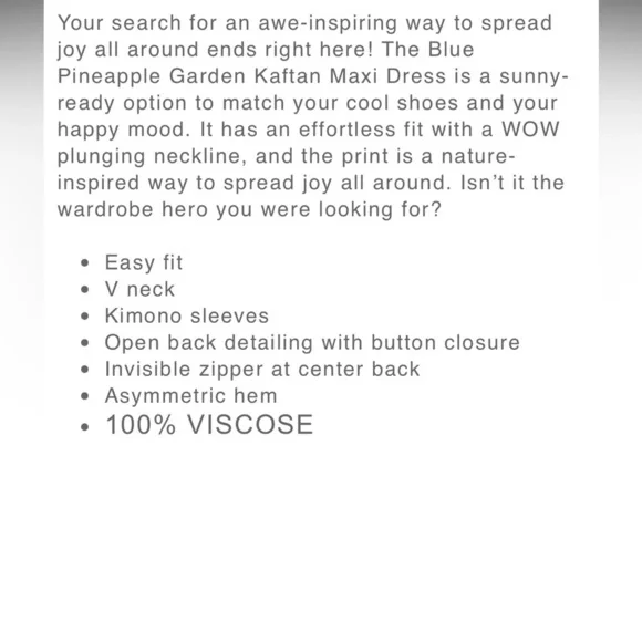 Farm Rio Blue Pineapple Garden Kaftan Maxi Dress Size XXS NWT - Picture 7 of 15